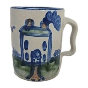 Vtg M A Hadley Pottery Mug House / Cottage - Boat / Ship 10oz "All Gone" U233